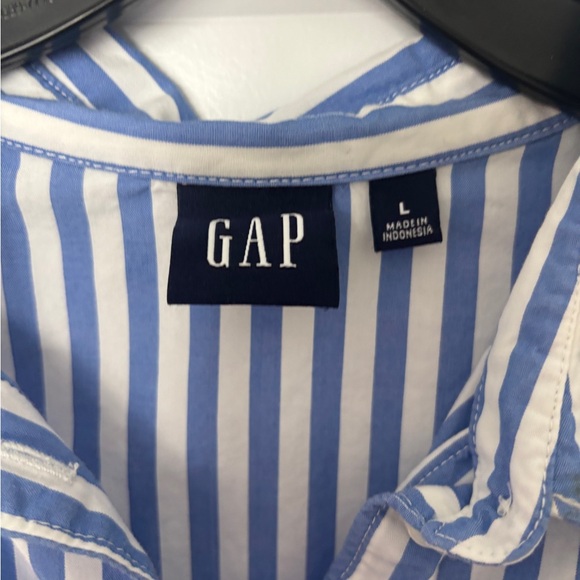 GAP blue and white stripe shirt dress size Large - Picture 6 of 9